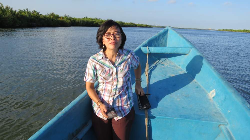 Lawyer Christina Widiantarti with Nusakambangan Island in the background. (Photo: Deborah Cassrels) Lawyer Christina Widiantarti with Nusakambangan Island in the background. (Photo: Deborah Cassrels)
