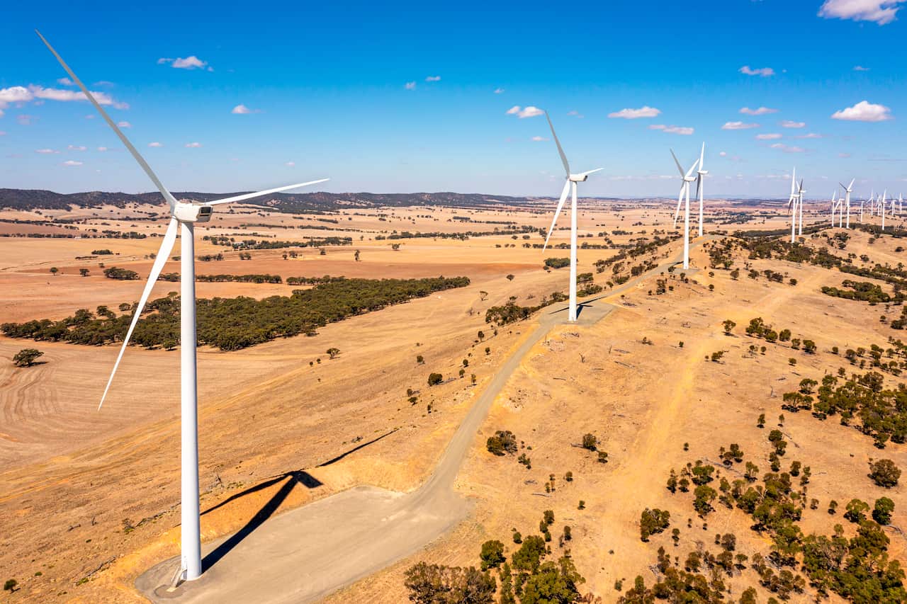 Wind Farm out in a paddock.
