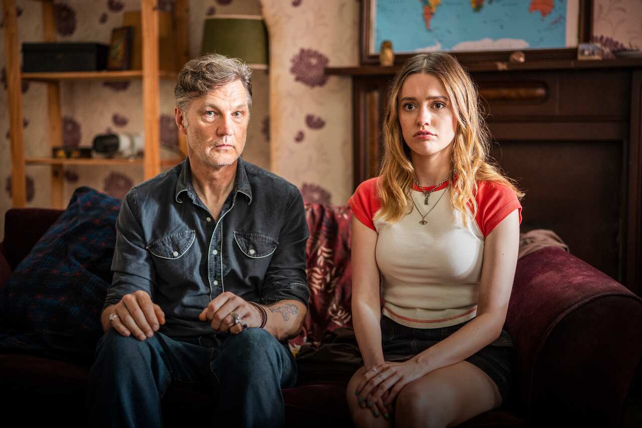 L-R: David Morrissey as Malcolm and Aimee Lou Wood as Gemma in Daddy Issues S1.