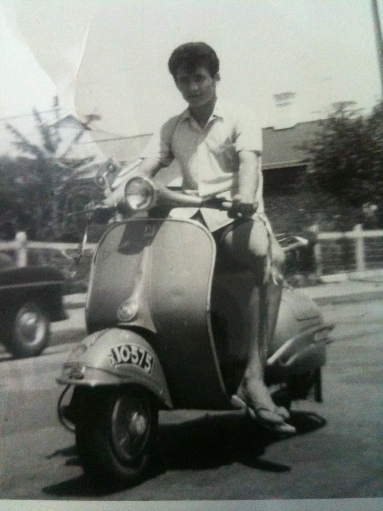 A teen Carmine Scalzi on his scooter.