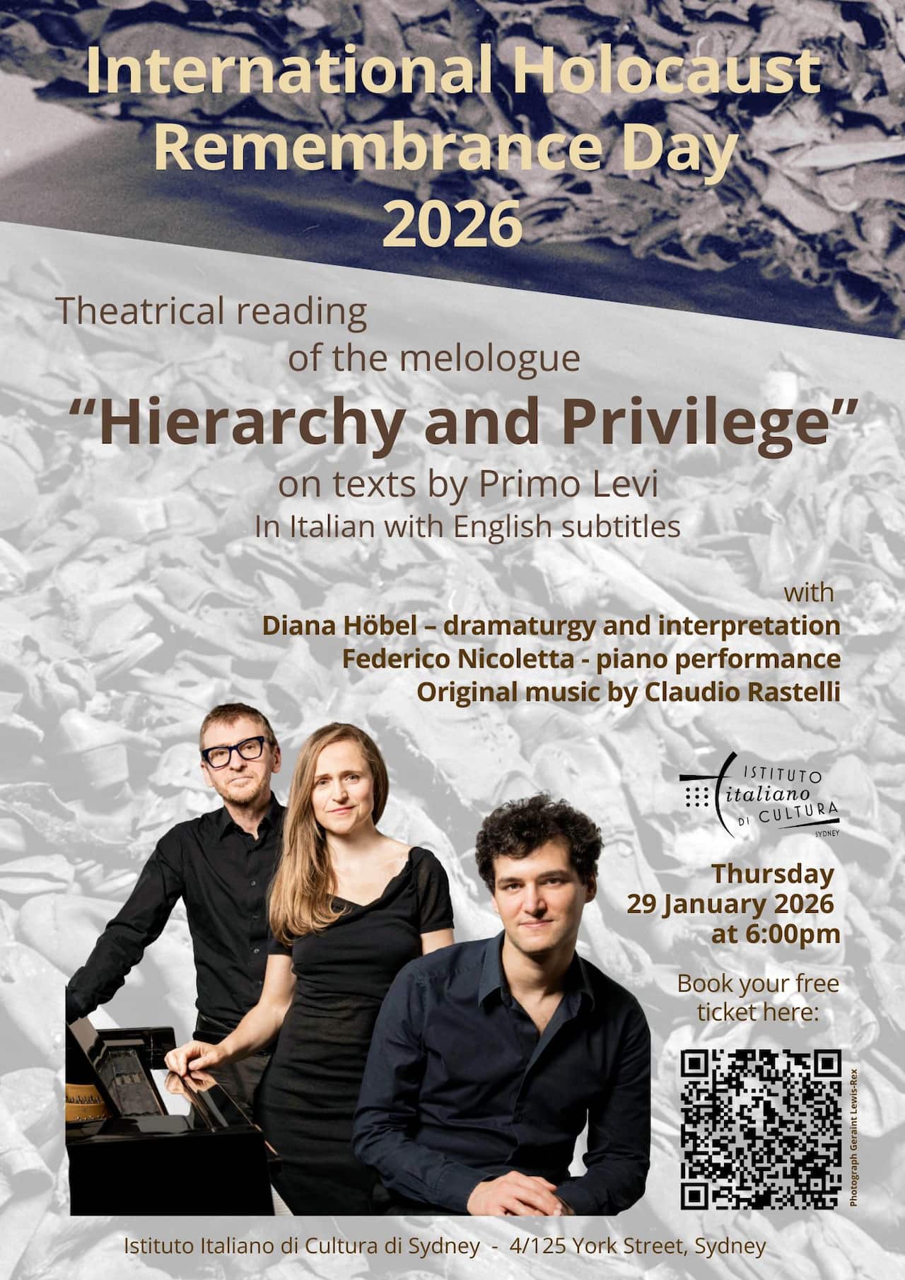 Locandina dello spettacolo “Gerarchia e privilegio”.