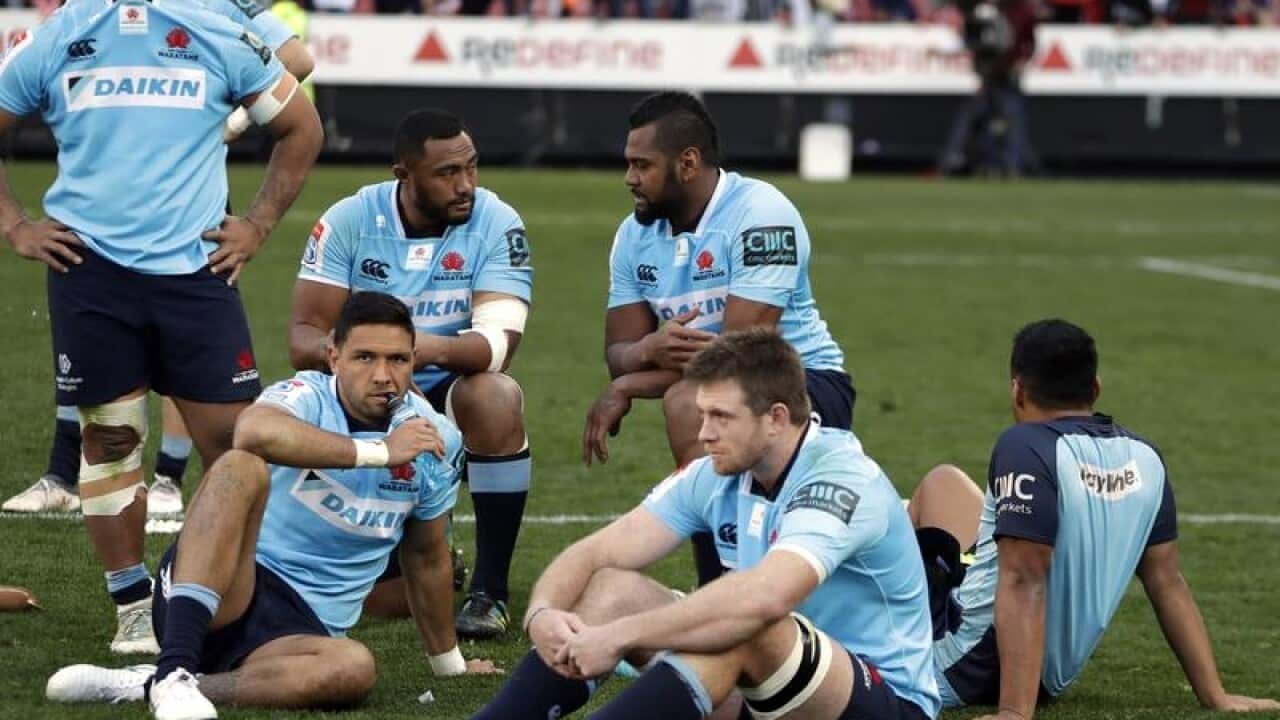 Dejected Waratahs' players