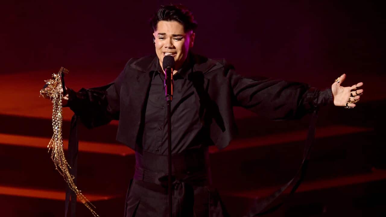 Sheldon Riley is seen performing the song Not The Same during the Eurovision Australia Decides 2022 final at the Gold Coast