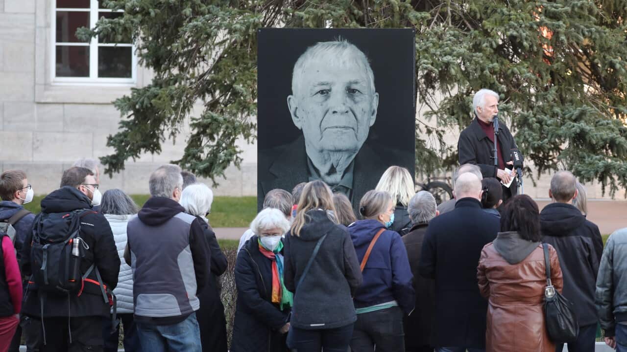 A memorial service in Germany for Buchenwald survivor Boris Romantschenko