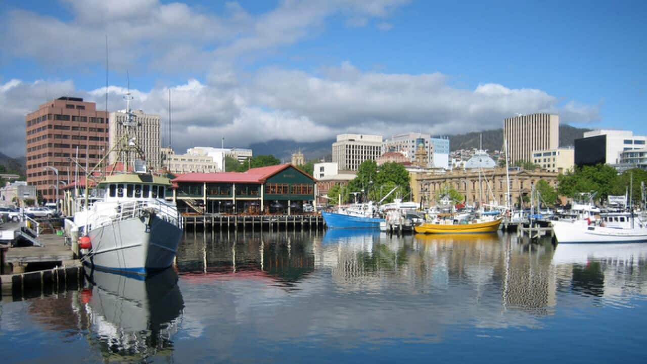Victoria Dock in Hobart, Tasmania. (AAP Image/James Lane) NO ARCHIVING