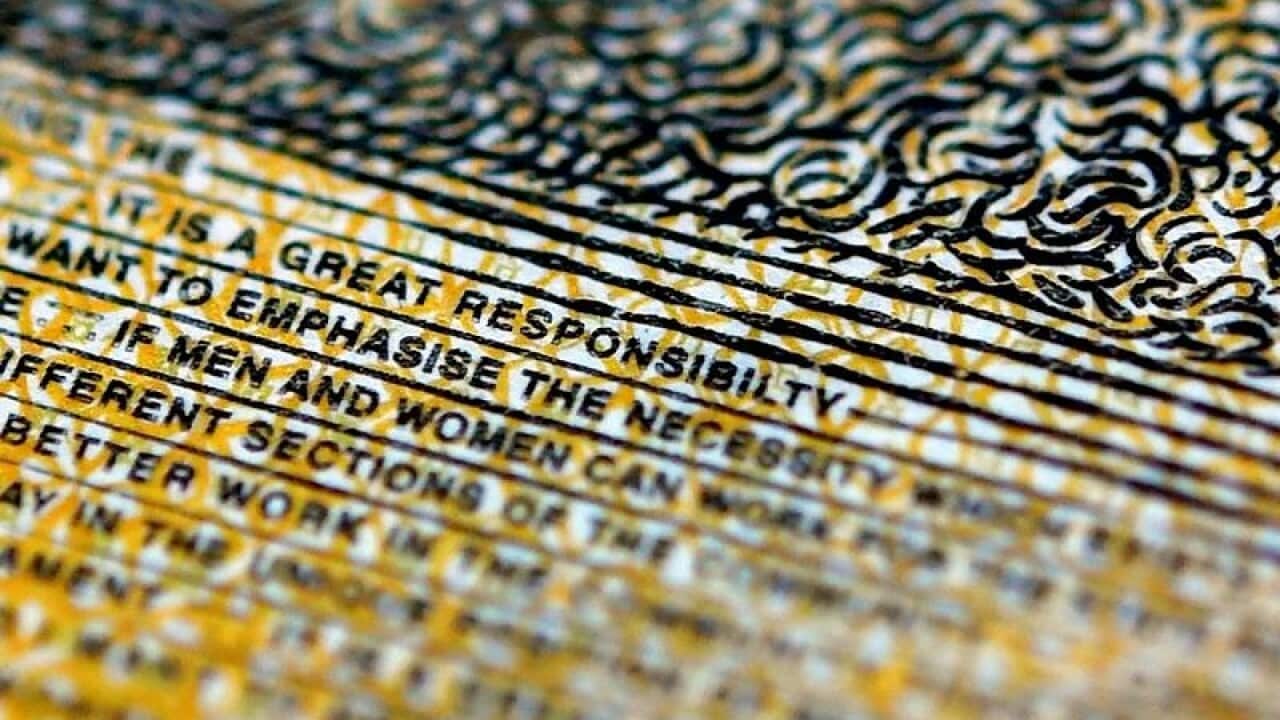 A $50 note printed with the word 'responsibility' spelt incorrectly.