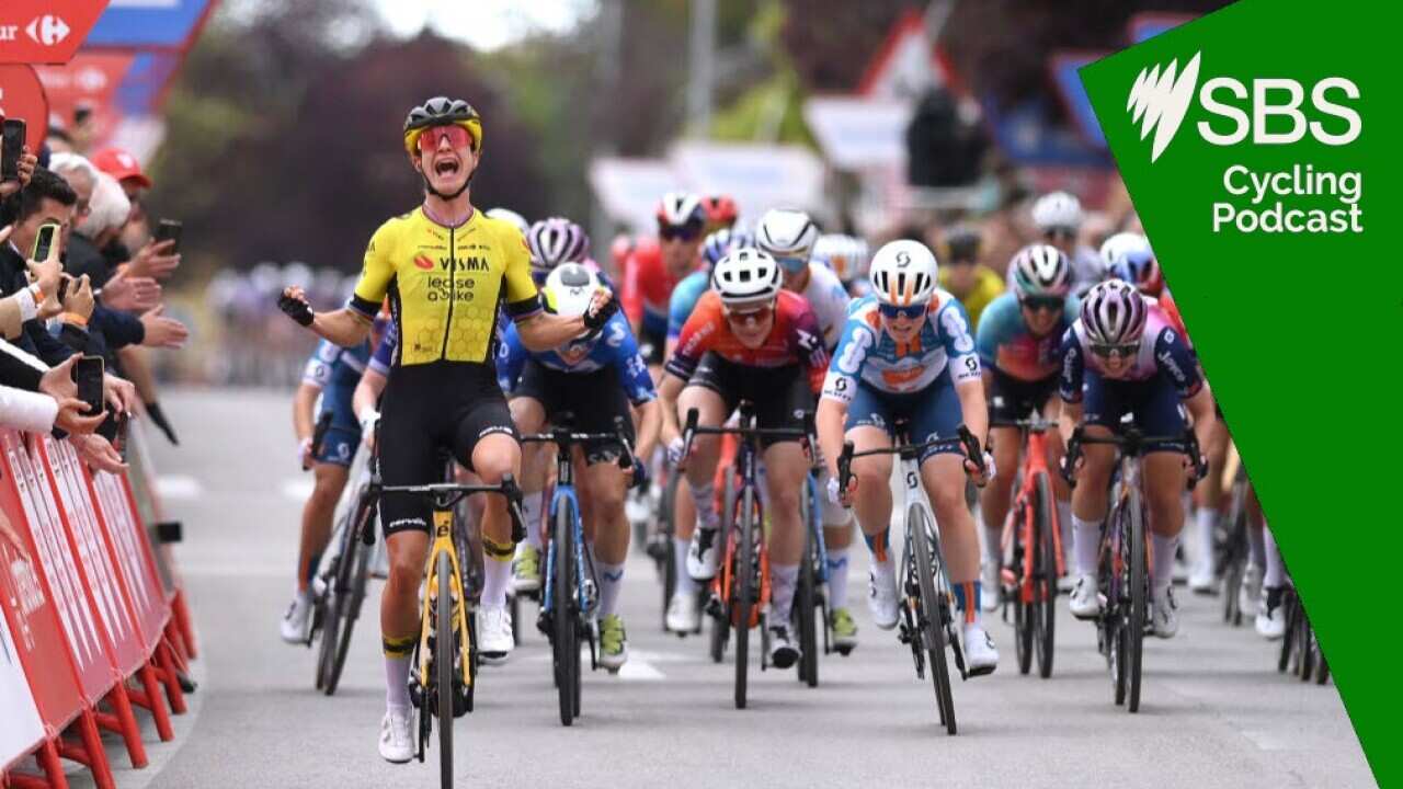 TERUEL, SPAIN - APRIL 30: (EDITOR'S NOTE: Alternate crop) Marianne Vos of The Netherlands and Team Visma | Lease a Bike celebrates at finish line as stage winner during the 10th La Vuelta Femenina 2024, Stage 3 a 130.3km stage from Lucena del Cid to Teruel / #UCIWWT / on April 30, 2024 in Teruel, Spain. (Photo by Alex Broadway/Getty Images)