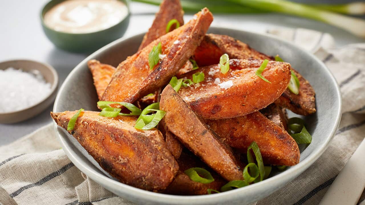 Crispy sweet potatoes with spicy mayo
