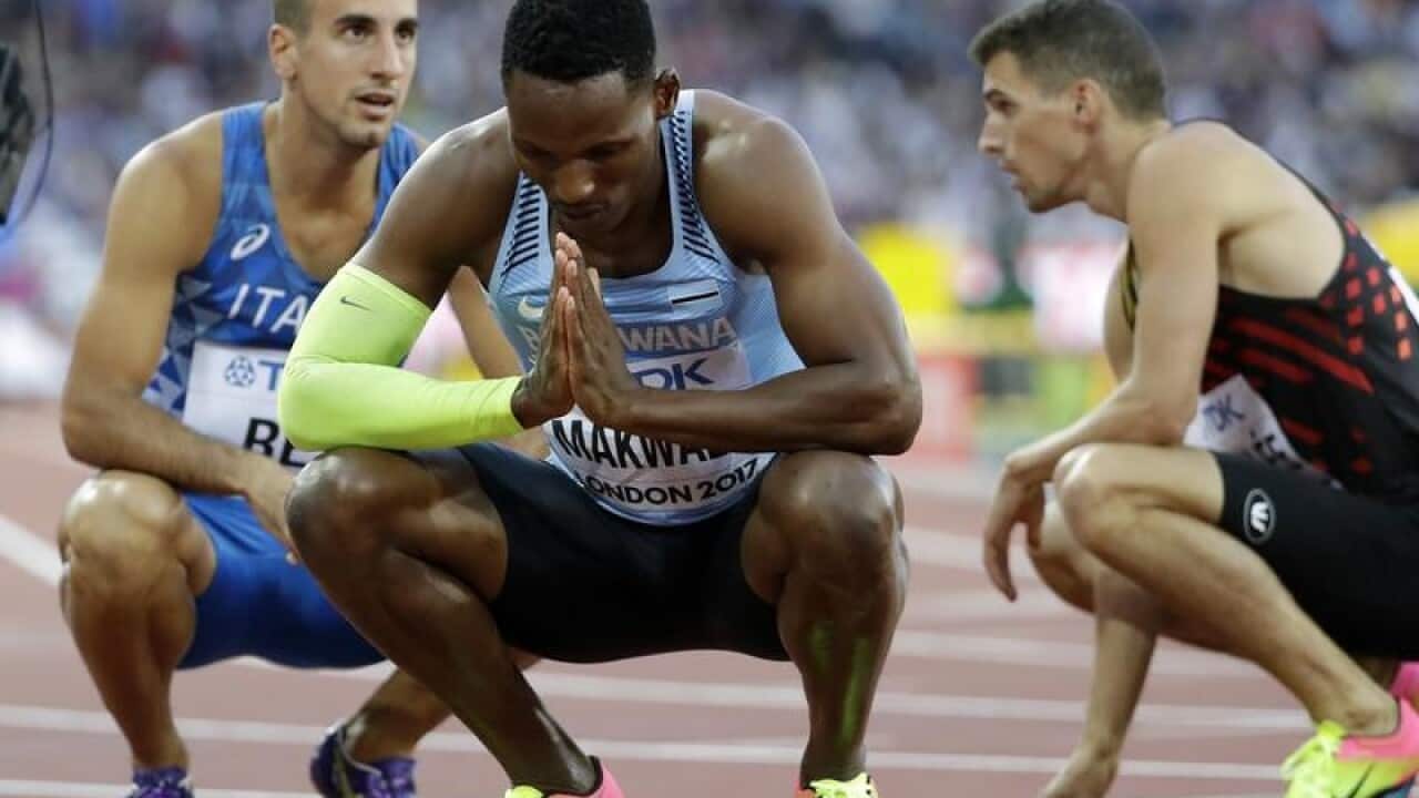 Botswana's Isaac Makwala prays