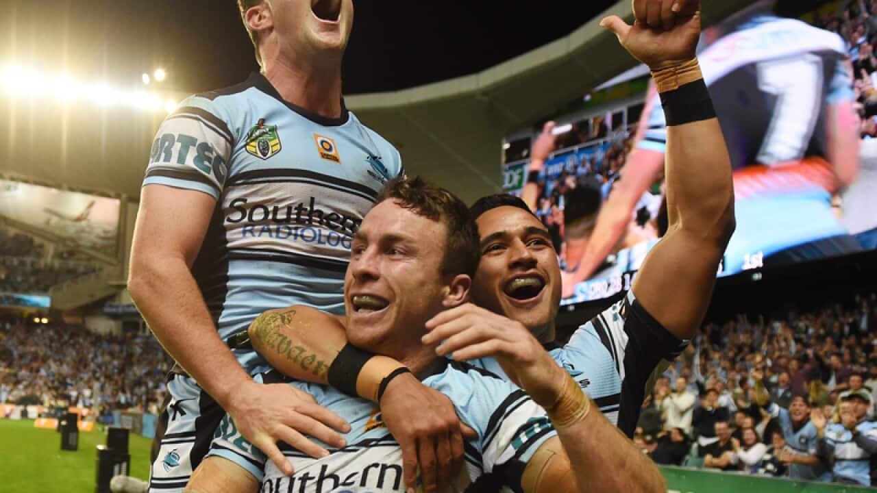 The Sharks celebrate