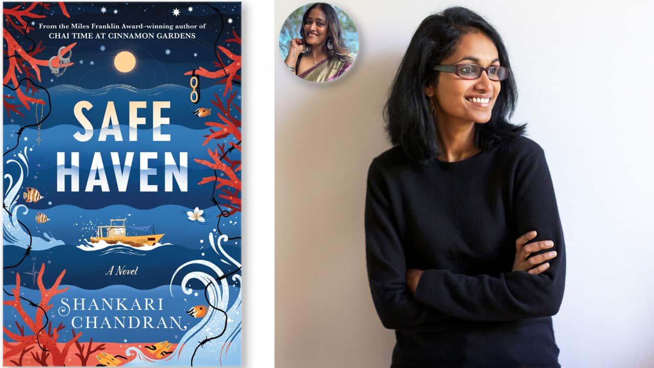 Author Shankari Chandran with her latest Book, "Safe Haven"; Inset: Mathuranthaki