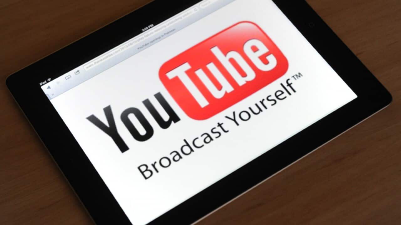 The YouTube logo on an iPad