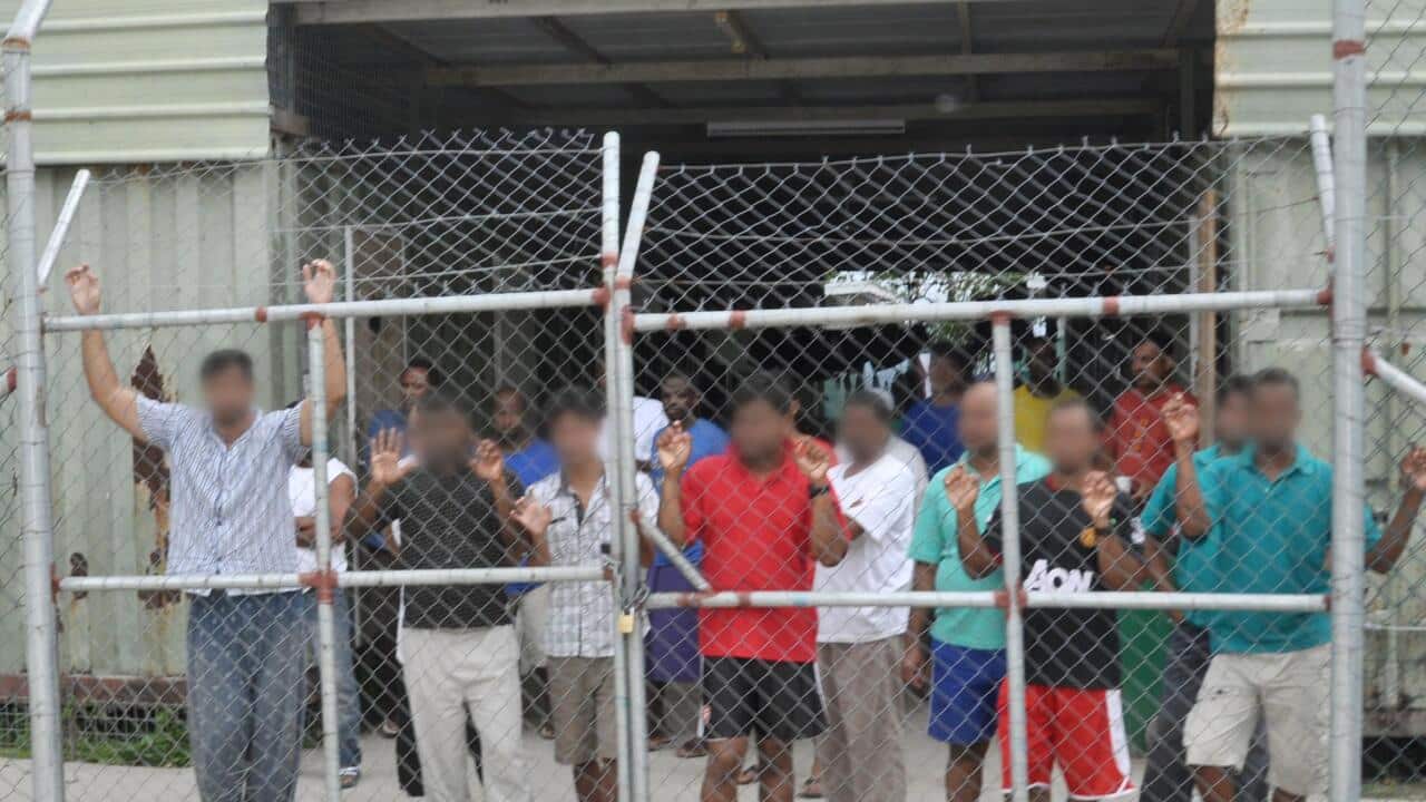 Asylum seekers at Manus Island detention centre in PNG in 2014