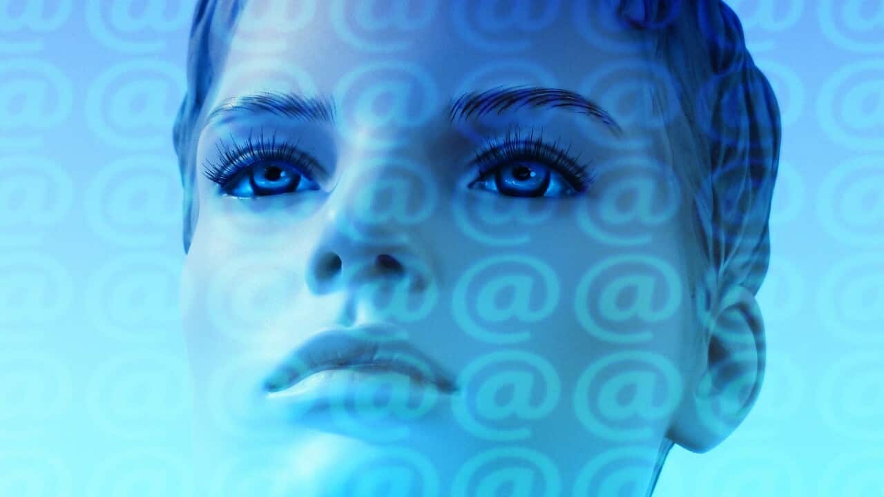 Futuristic tech woman