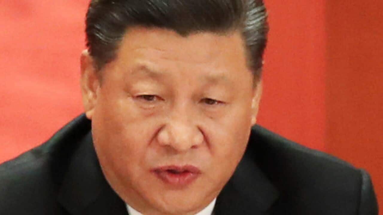 China's President Xi Jinping delivers a speech during a ceremony to mark the 40th anniversary of China's "reform and opening up" at the Great Hall of the People in Beijing on Dec. 18, 2018.( The Yomiuri Shimbun via AP Images )