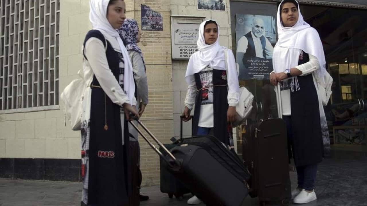 Members of a Afghani female robotics team