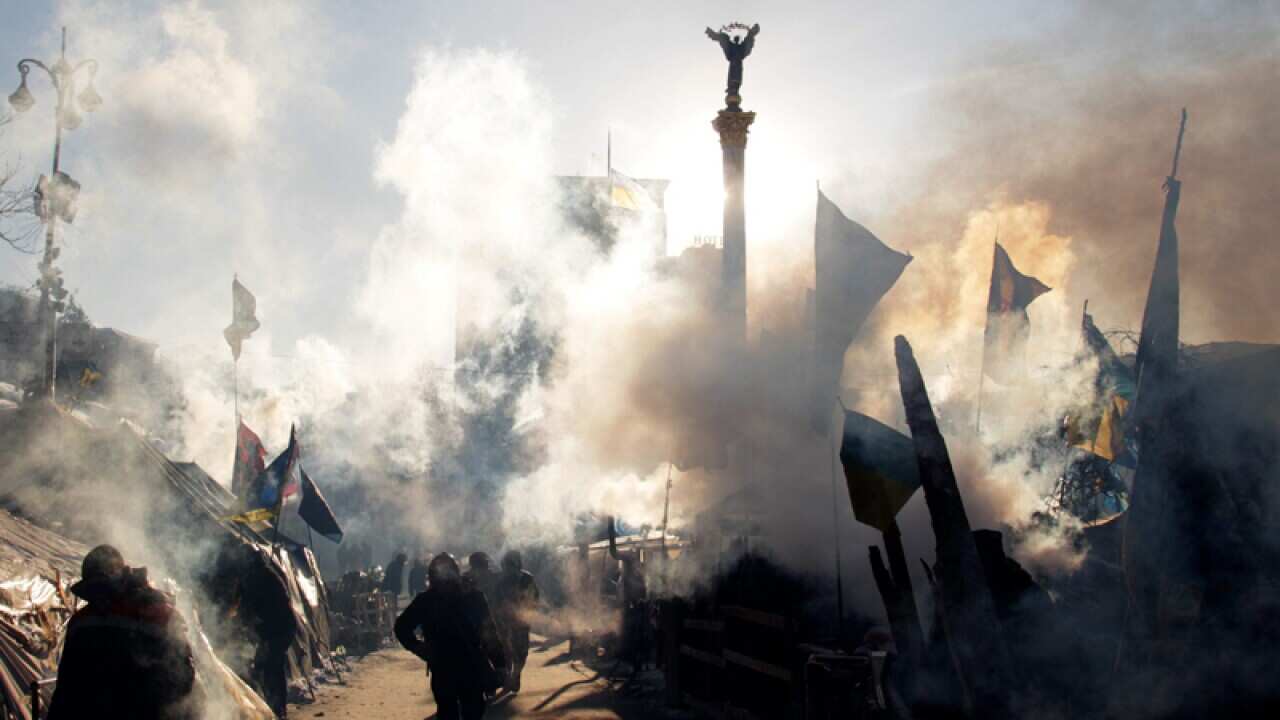 People protesting in Kiev