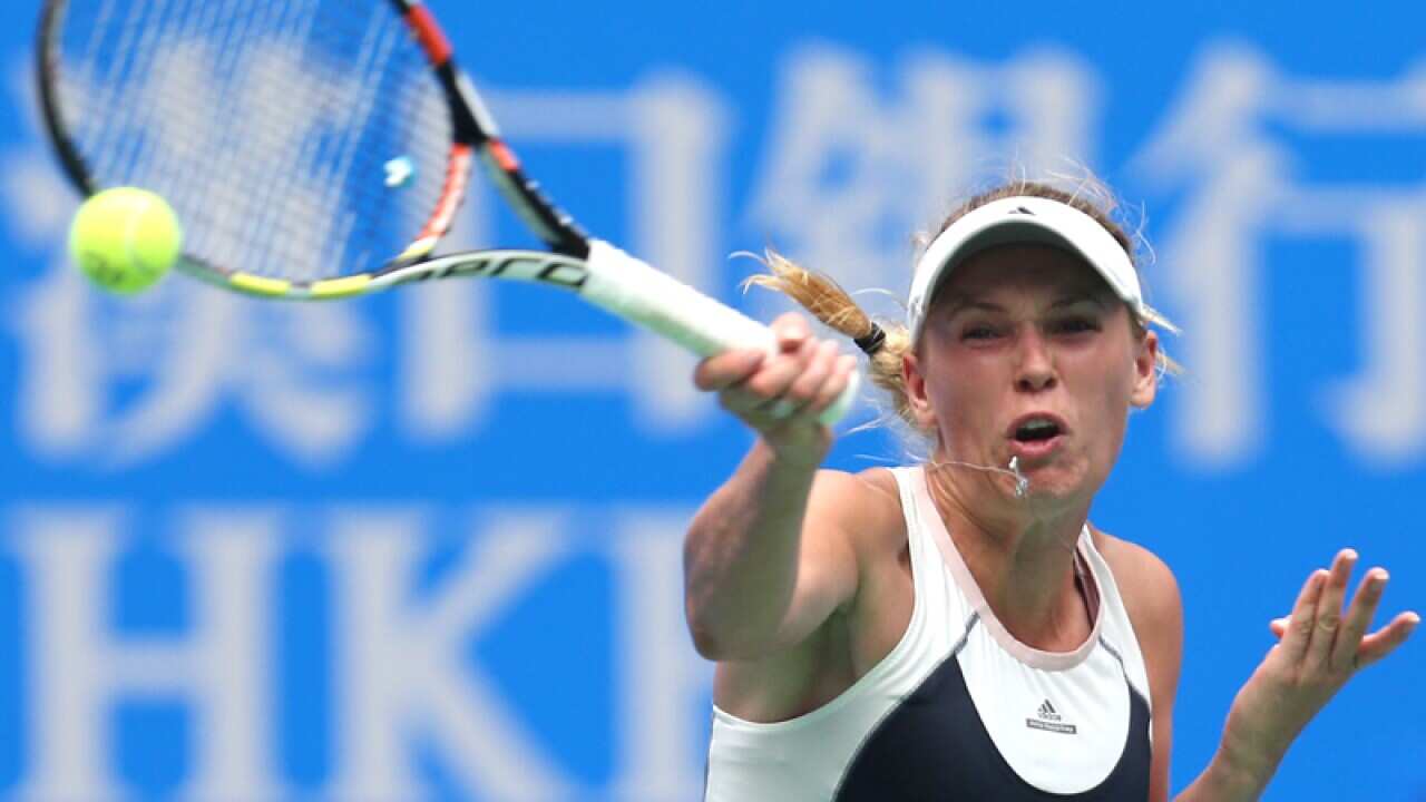 Caroline Wozniacki at the WTA Wuhan Open
