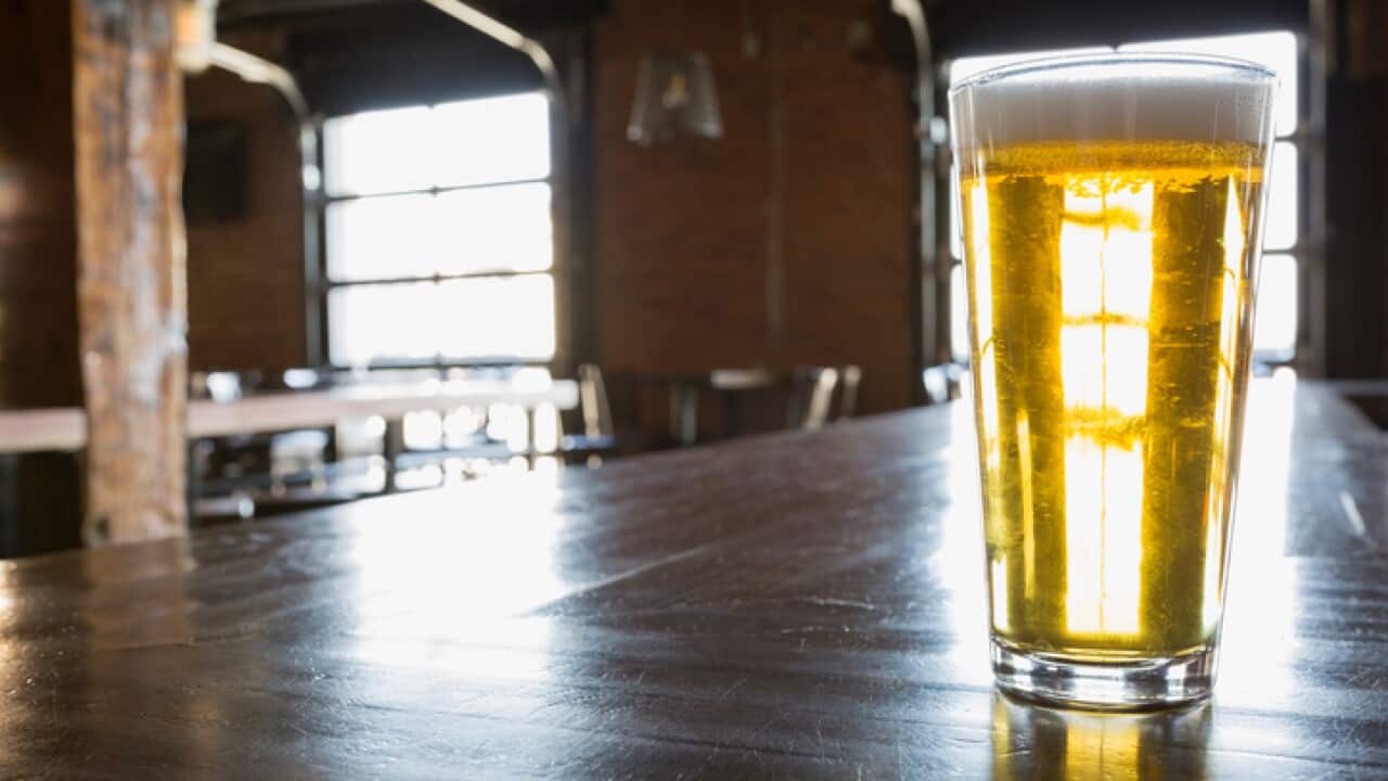 Beer in empty bar