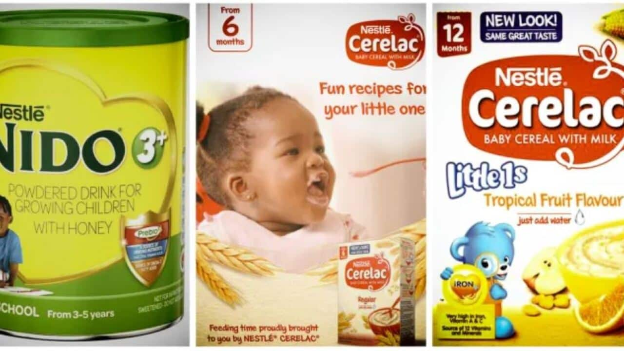 Many of Nestlé’s food and beverage portfolios aimed at young children are deemed unhealthy products, according to a report by Public Eye. (Photos: Wikipedia, Nestle) 