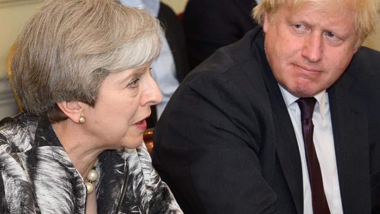Prime Minister Theresa May with Foreign Secretary Boris Johnson