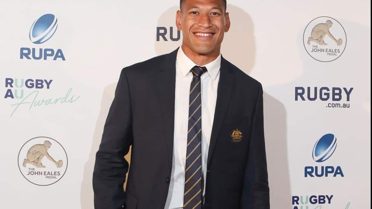 Israel Folau poses for a photograph at 2017 Rugby Australia Awards.