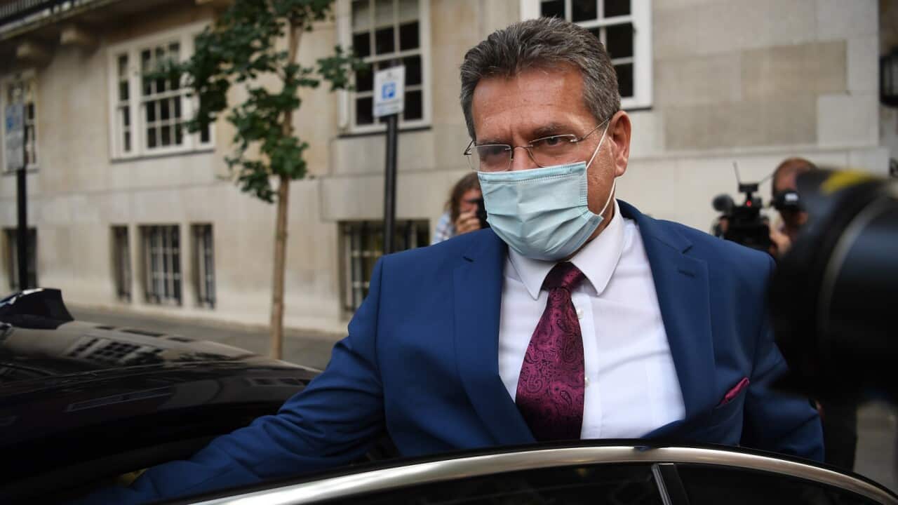 European Commission Vice President Maros Sefcovic after a round of Brexit talks in London
