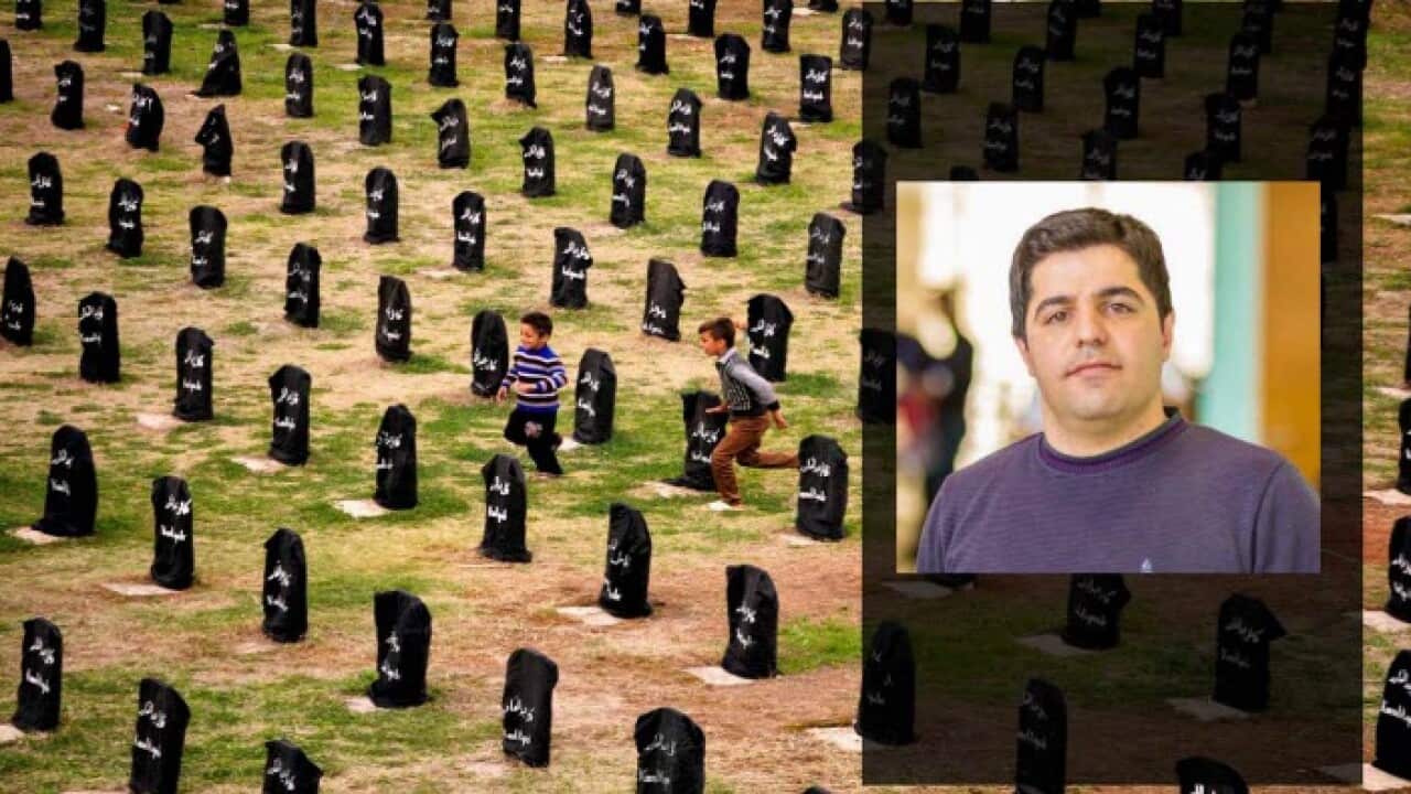 Background image is Halabja cemetery