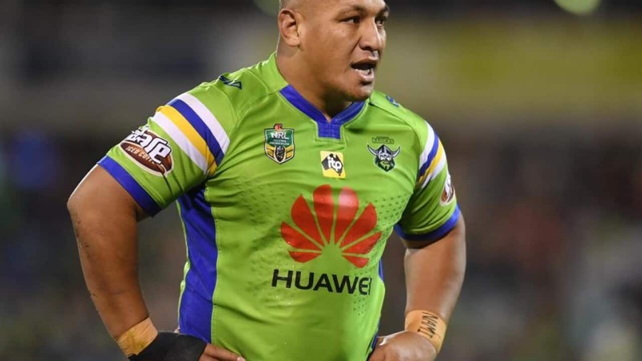 A file image of Canberra Raiders forward Josh Papalii