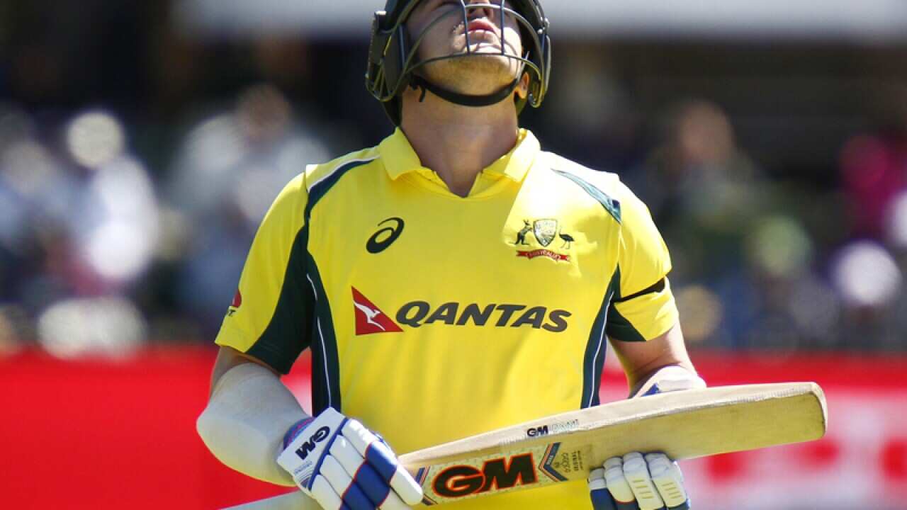 Australian batsman Travis Head loses his wicket