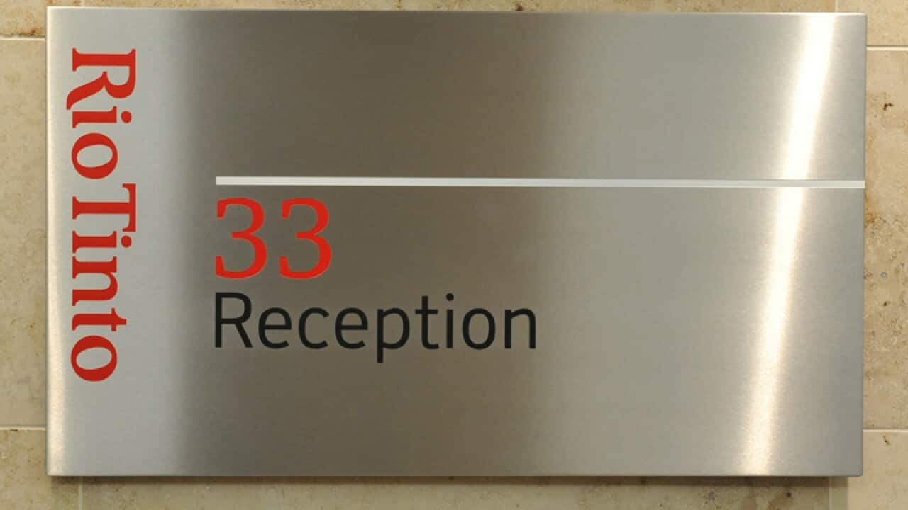 Signage at the headquarters of Rio Tinto in Melbourne