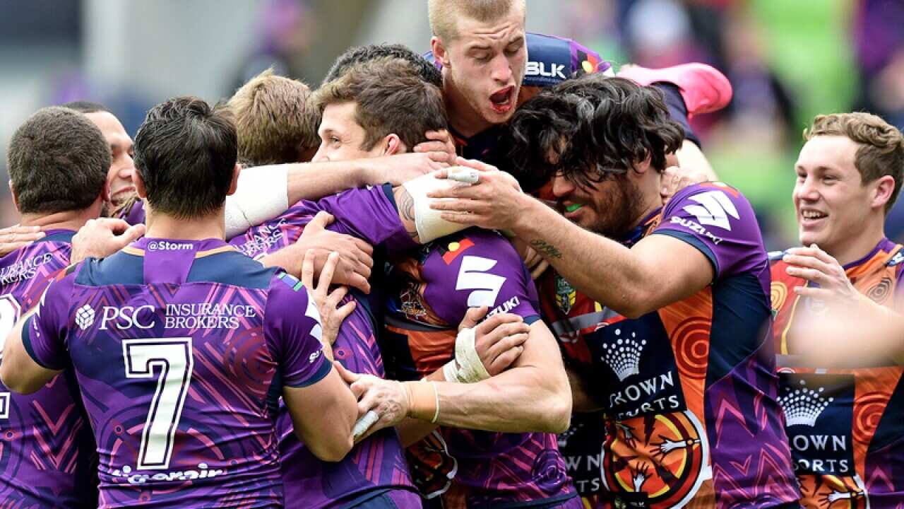 Storm players celebrate