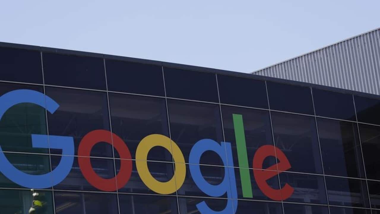 Google logo at company headquarters