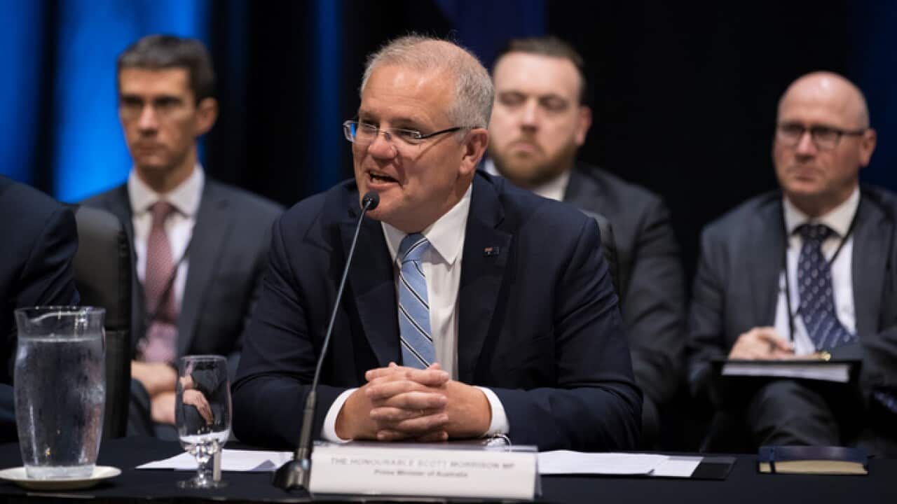 Prime Minister Scott Morrison delivers his introductory remarks during the COAG meeting (AAP)