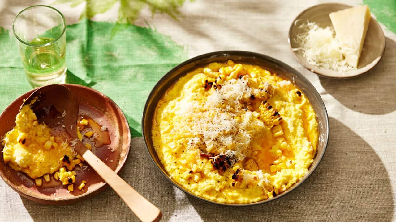 Grilled corn with chipotle butter and manchego