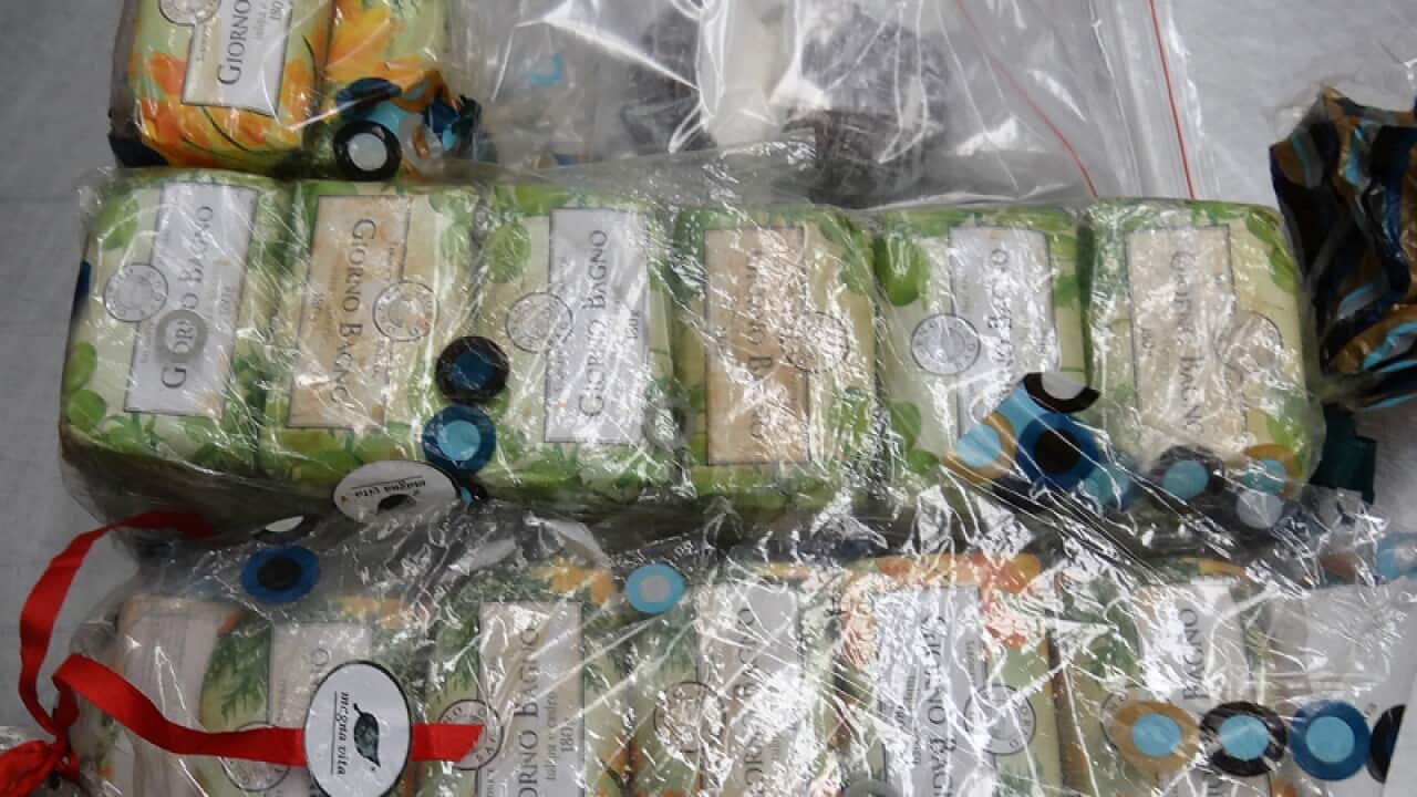 Cocaine smuggled in through soap by a 91-year-old man.