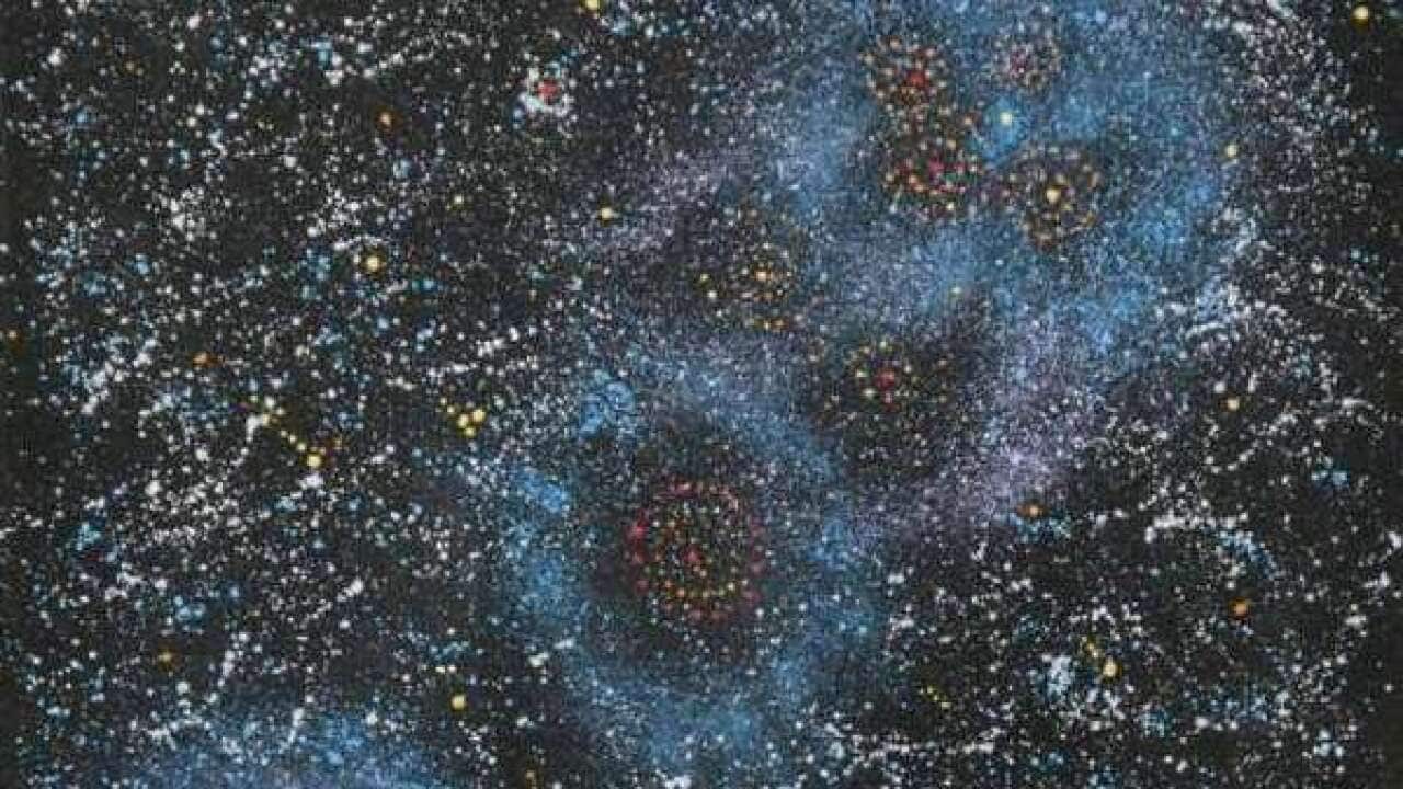  "Yanjirlpirri or Napaljarri-warnu Jukurrpa Star or Seven Sisters Dreaming", 2011, acrylic on canvas, 91x76 cm. 