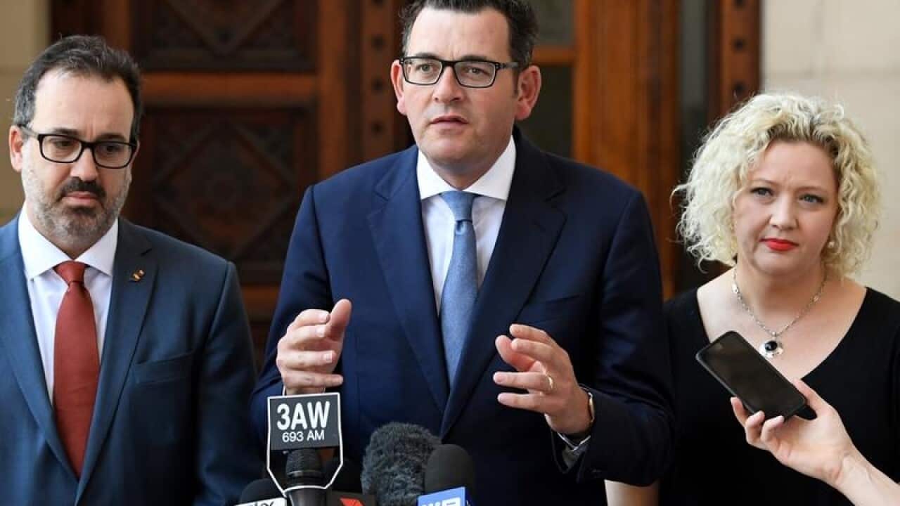 Victorian Premier Daniel Andrews talking to the media