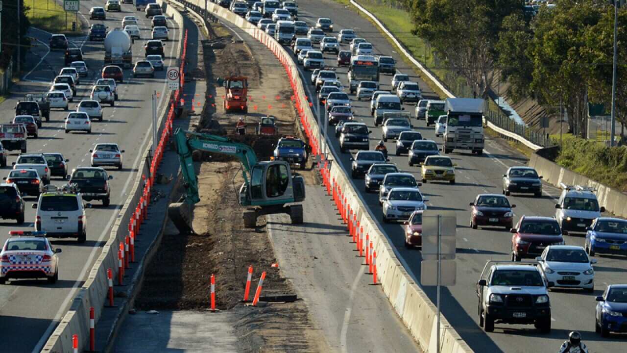 Work is carried out on the widening of the a Highway