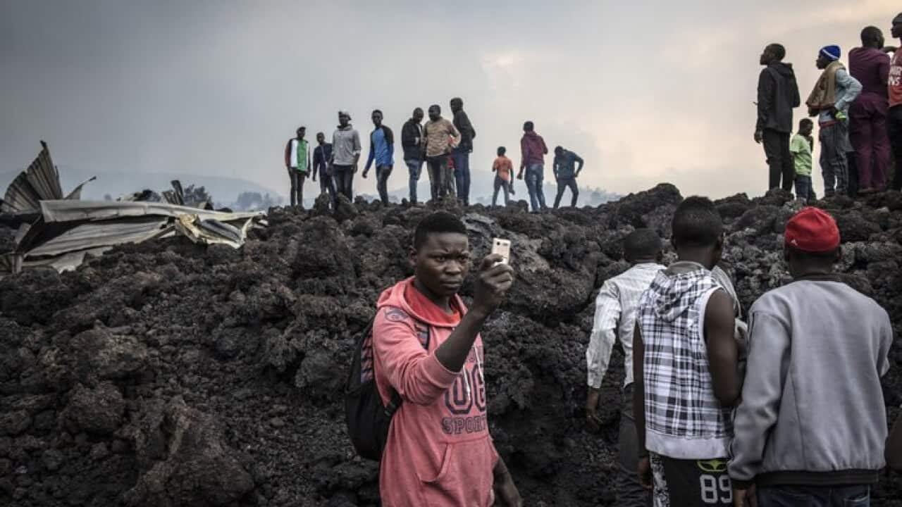 Wakaazi wachunguza uharibifu wa volcano ya Mlima Nyiragongo