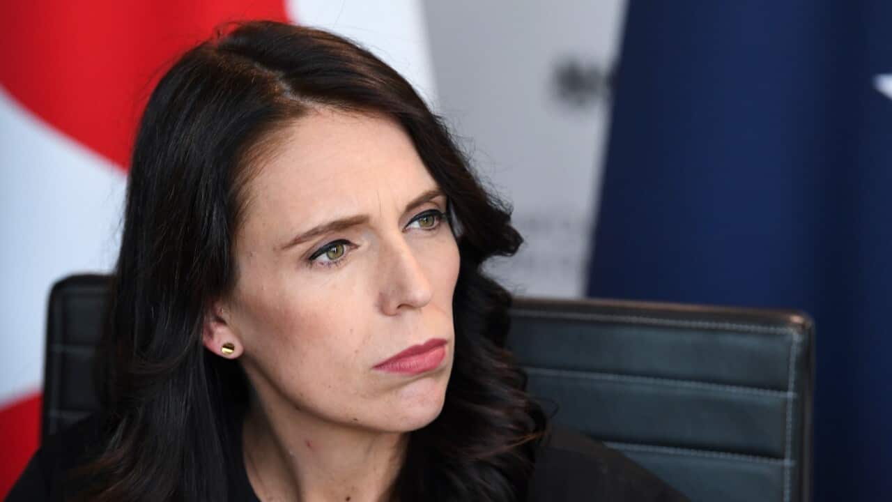 New Zealand Prime Minister Jacinta Ardern is seen during an Intelligence Partners meeting on the sidelines of the Commonwealth Heads of Government Meeting