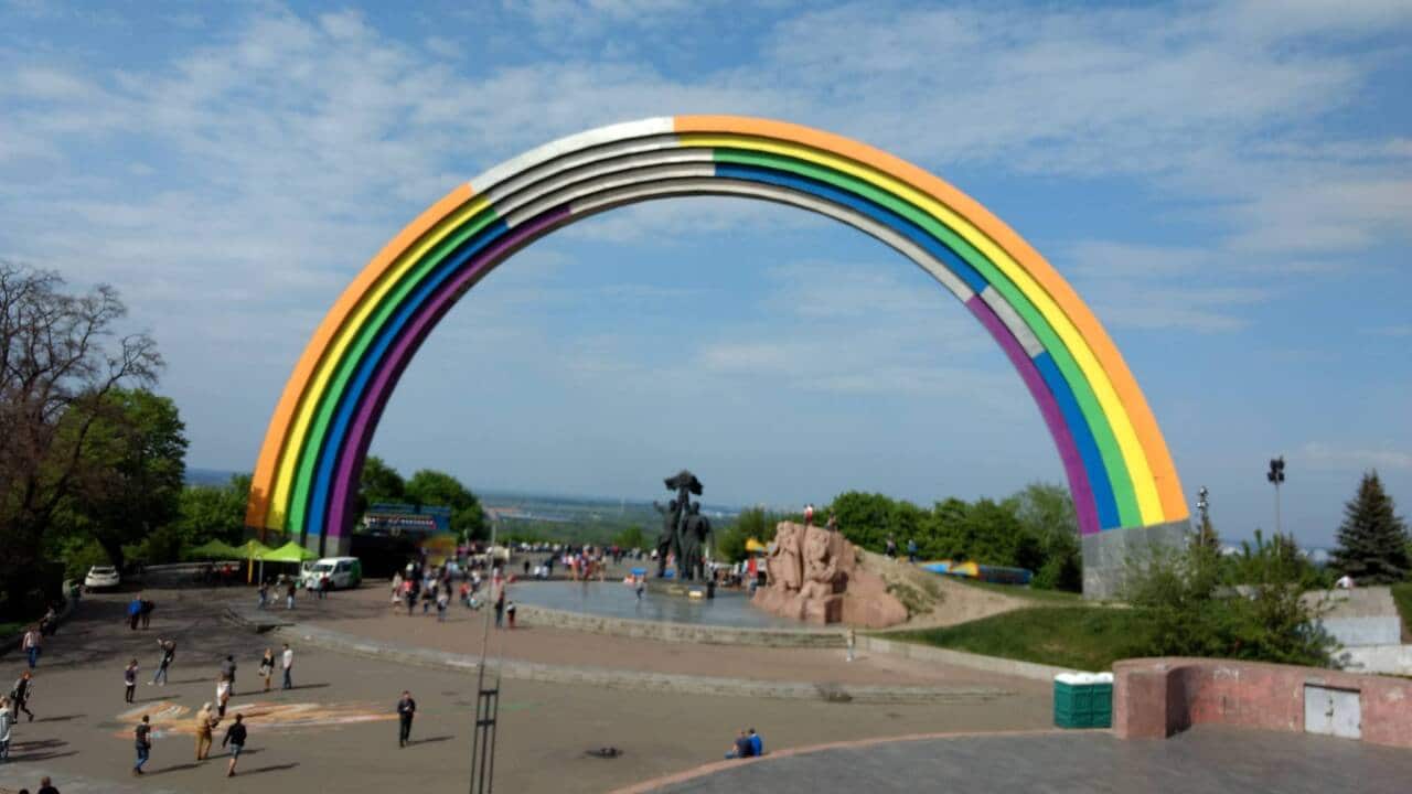 Kiev celebrates diversity with giant rainbow monument for Eurovision