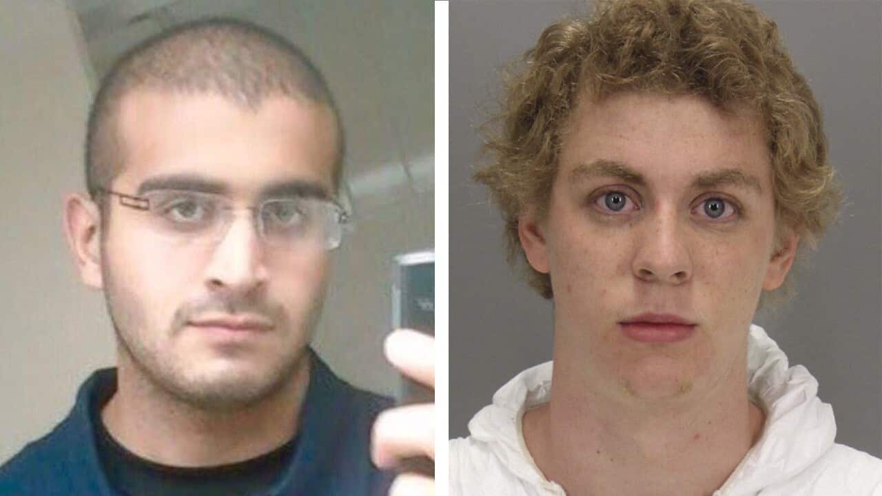 A combo picture of Omar Mateen (L) and Brock Turner (R).