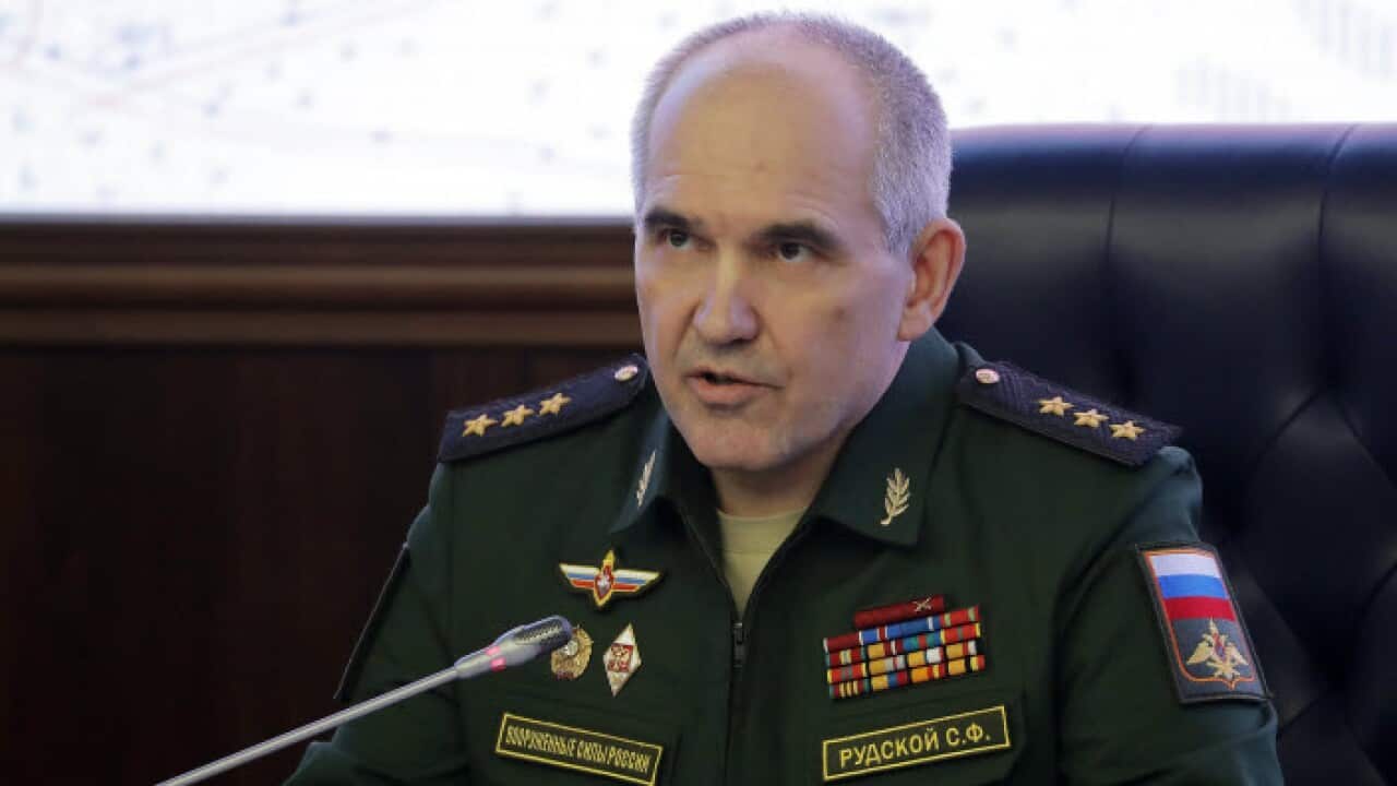 General Sergei Rudskoy holds a media briefing on the fight against terrorism in Syria