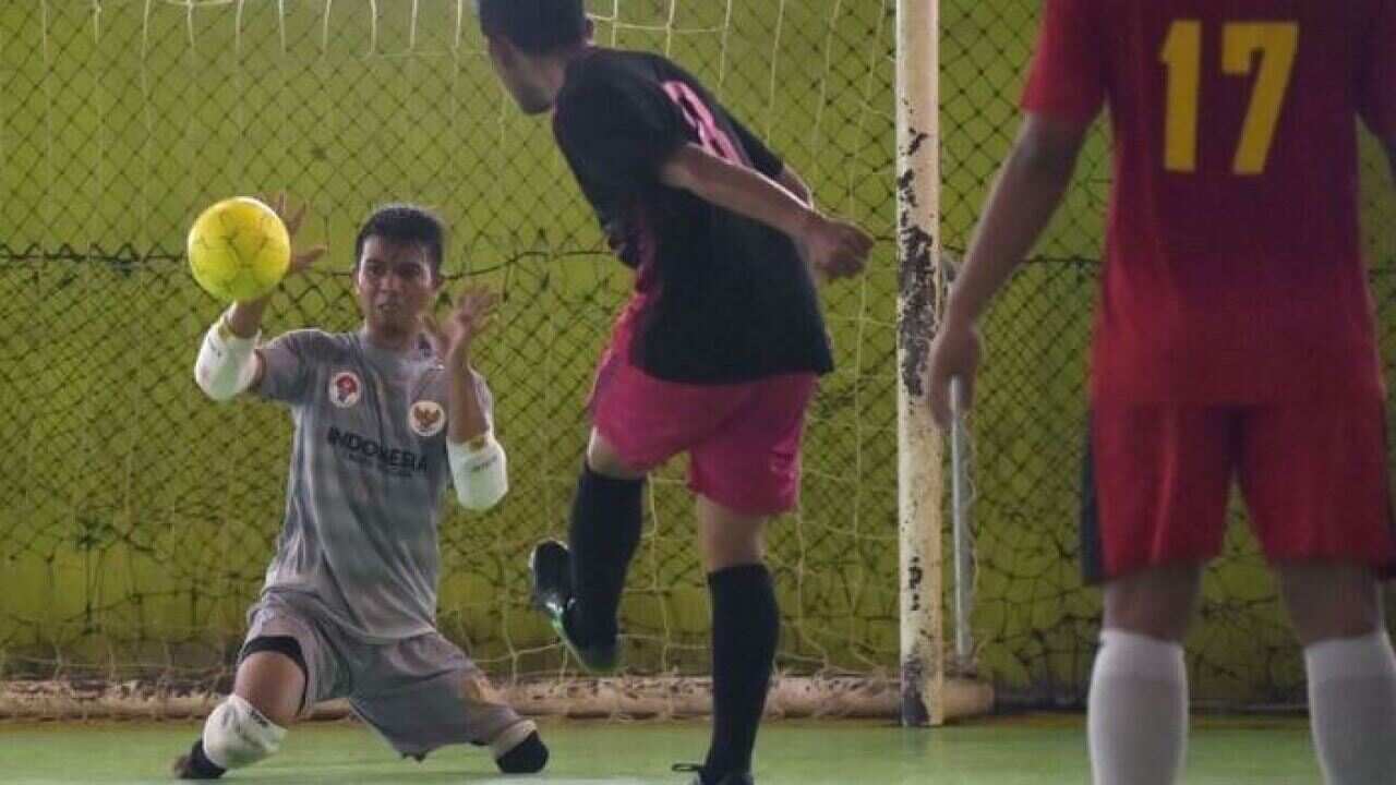 Disabled futsal goalkeeper Eman Sulaeman is an inspiration to his team mates – 03 April 2018.
