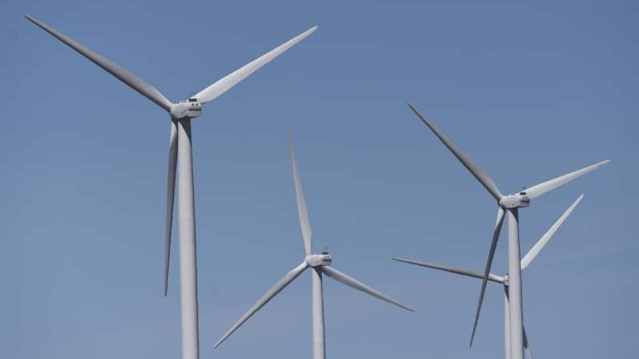 A wind farm is seen outside Bungendore near Canberra