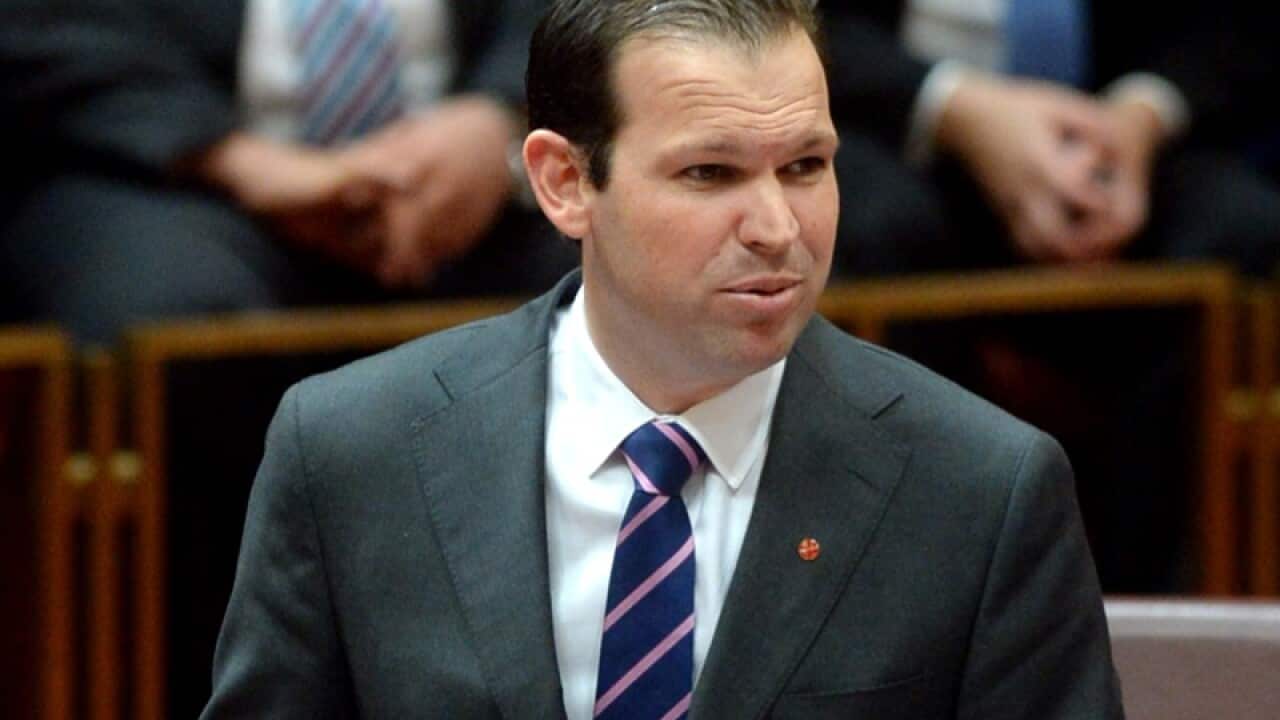 Senator Matt Canavan delivers his maiden speech to the Senate at Parliament House, July 16, 2014.