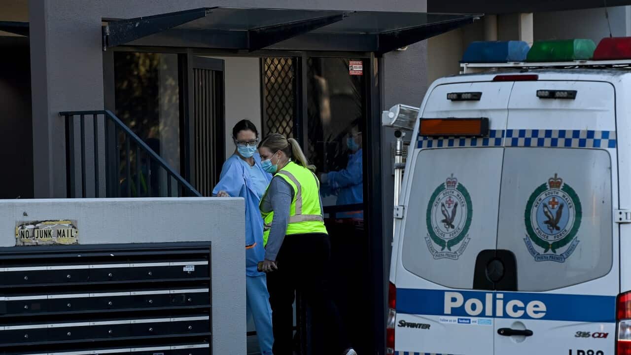 A locked down apartment building in Liverpool (AAP)