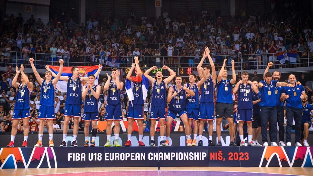 Serbian Basketball U18 team celebrates winning European Championship 2023