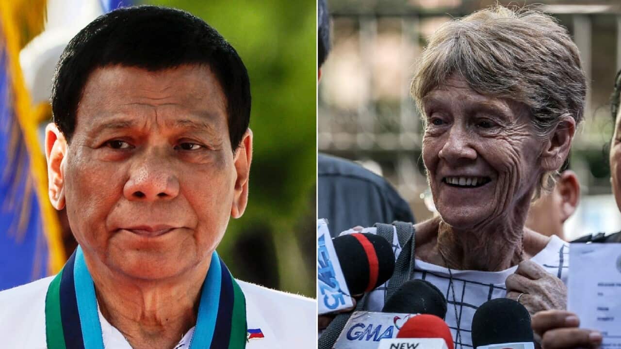 The Philippines President Rodrigo Duterte and Sister Patricia Fox. 